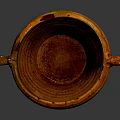 Traditional Handcrafted Clay Pot With Two Handles And Yellowish Brown Glaze