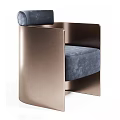 Modern Single Sofa With Navy Blue Upholstery And Sleek Metal Frame Design