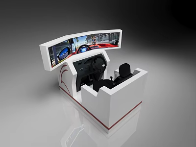 Amusement Driving Simulator Equipment Featuring Steering Wheel Seat And Curved Screens With Realistic Racing Scenes 3d model