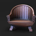 Wooden Outdoor Sofa With Curved Backrest Carved Armrests And Curved Legs