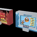 Smart Fire Extinguishing Experience Exhibition Booths Design With Red Blue Backgrounds Flame Patterns And Panda