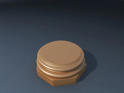 Carved Golden Decorative Base With Multi Layered Round Top And Hexagonal Design 3d model