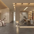 Modern Beauty Hair Salon Interior With Wooden Decor Comfortable Chairs And Workstations