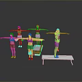 Women Performing Fitness Exercises In Sportswear With Step Platform And Weight Scale