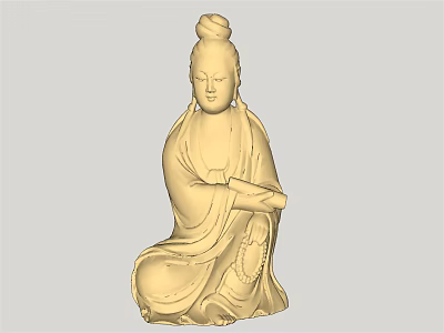 Exquisite Handcrafted Traditional Seated Figure Sculpture With Intricate Robe Details 3d model