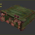 Weapon Control Component Rusty Green Metal Box With Knobs And Ports