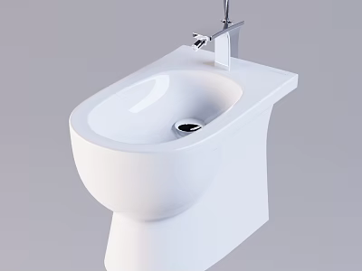 Modern White Toilet Design Featuring Chrome Faucet And Sleek Minimalist Style 3d model