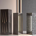 Modern Floor Lamps Featuring Geometric Patterns Textured Surfaces And Vertical Lines