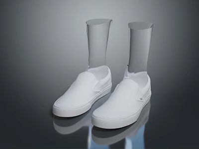 Daily Life Essentials White Canvas Slip On Shoes For Casual Comfortable Wear 3d model