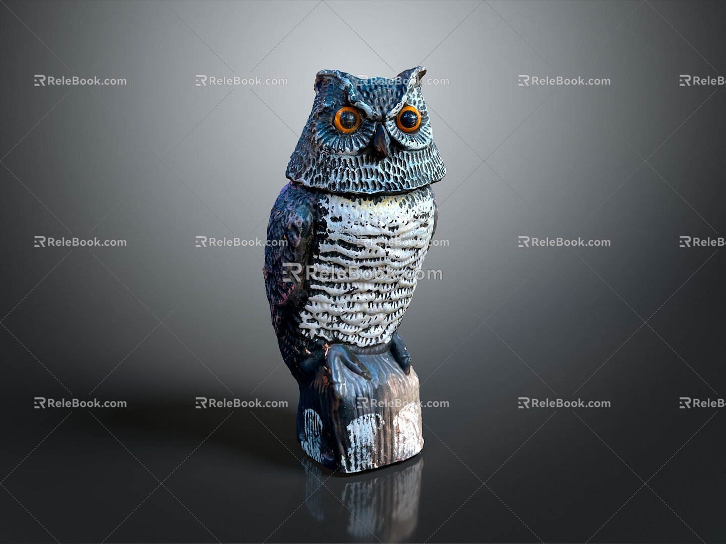 Owl grimace owl long-eared owl wulin owl monkey face owl carved owl 3d model