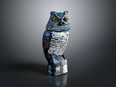 Owl grimace owl long-eared owl wulin owl monkey face owl carved owl 3d model