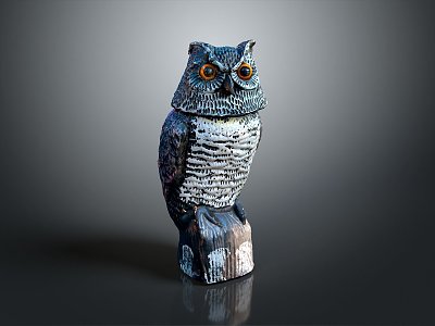 Owl grimace owl long-eared owl wulin owl monkey face owl carved owl 3d model