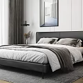 Modern background double bed 3d model