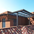Villa Balcony With Glass Canopy And Terra Cotta Tile Roof