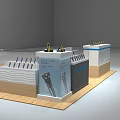 Modern Acrylic Display Shelves With Wooden Base Multi Layer Design And Blue Accents For Product Showcase