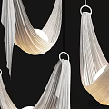 Elegant White Fabric Pendant Light With Soft Curved Shade And Hanging Ring Design