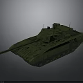 Military Tank 3D Model Design With Green Armor Tracks And Cannon Structure