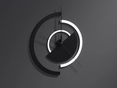 Modern Black and White Circular Wall Clock with Minimalist Design Hanging Decorative Timepiece on Gray 3d model