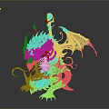 Fantasy Character Riding Mythical Dragon With Black Orange Body Purple Glowing Eyes And Spiked Wings