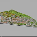 Modern 3D Urban Model Design With Green Spaces Red Roof Buildings And Road Layout