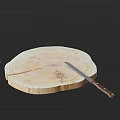 Wooden Cutting Board and Sharp Knife as Essential Kitchen Tools for Home Cooking 3d model