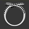 Fashionable Silver Ring With Unique Twisted Design And Sparkling Gems Inlaid