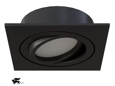 Black Recessed Spotlight With Square Base And Round Light Modern Minimalist Design For Home Lighting 3d model