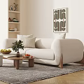Modern Double Sofa Lamb Velvet Sofa Coffee Table Combination 3d model
