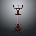 Red Decorative Coat Rack With Hanging Hooks And Ornate Base For Clothing Storage