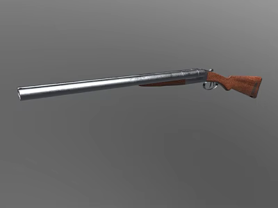 Classic Hunting Shotgun With Silver Barrel And Wooden Stock Design 3d model