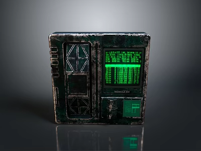 Vintage Industrial Control Panel With Green Digital Display And Worn Metal Texture 3d model