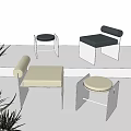 Modern Contemporary Stools With Metal Frames And Upholstered Seats In Black Beige