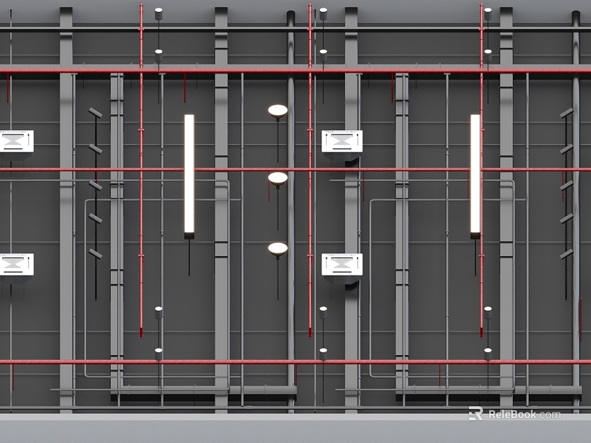 Pipe System Layout In Building Infrastructure 3d model 