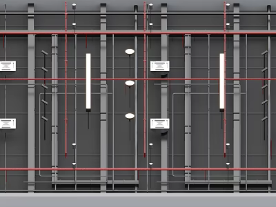 Pipe System Layout In Building Infrastructure 3d model