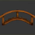 Wooden Arch Bridge Model With Planks And Black Decorative Blocks For Garden Scene