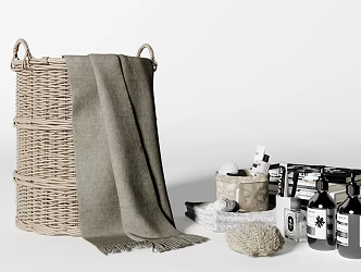 Modern Storage Basket Laundry Basket Bamboo Basket 3d model