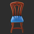 Comfortable Leisure Chair With Wooden Frame And Blue Padded Seat Featuring Unique Backrest Design