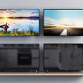 Multiple TVs Displaying Scenic Landscapes Wall Mounted And Shelf Placed