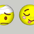 Yellow Emoji Balls One With Bandage Sad Face and Another Closed Eyes Tongue Out Happy