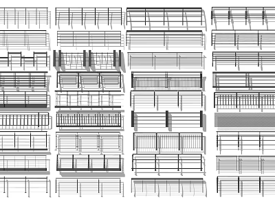 Various Fence Design Styles Featuring Different Structural Patterns And Configurations 3d model
