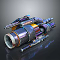 Futuristic Mechanical Device Featuring Metallic Cylindrical Components With Vibrant Colors And Detailed Textures
