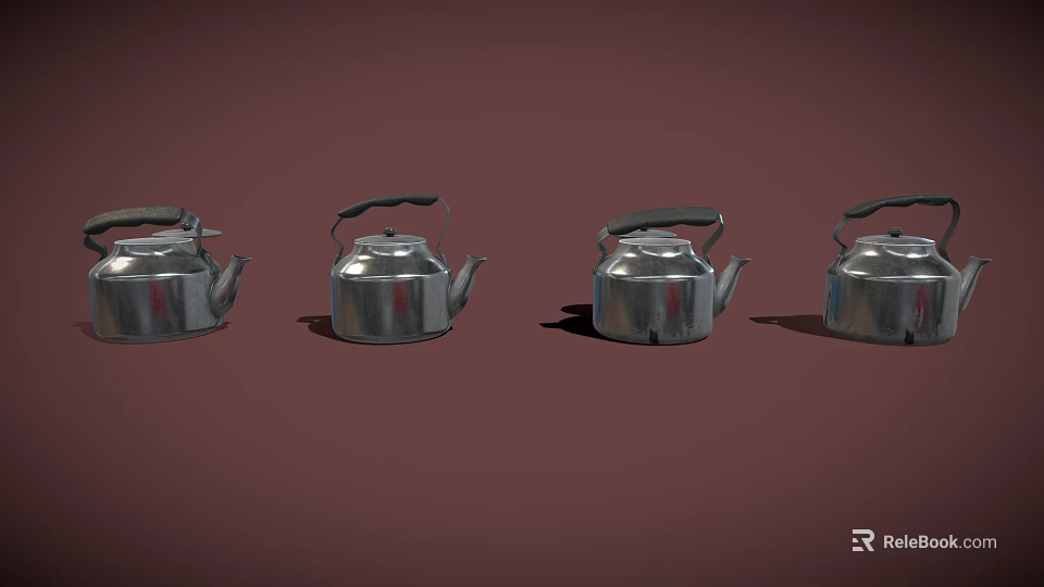 Four Shiny Silver Cups Arranged On Brown Background With Metallic Finish 3d model 