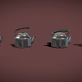 Four Shiny Silver Cups Arranged On Brown Background With Metallic Finish