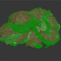 Rocky Terrain Scenery Component With Grass Covered Hills And Natural Elements