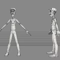 Cartoon Style Game and Movie Character in Blue Overalls Blue Cap Yellow Gloves Black Shoes