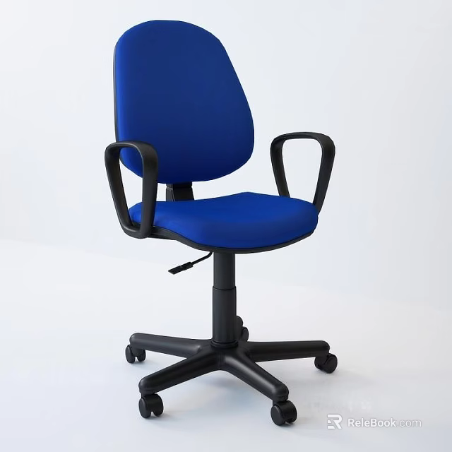Comfortable Blue Fabric Office Chair With Adjustable Height And Armrests 3d model