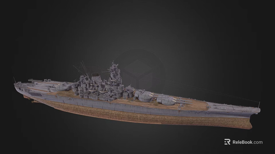 Detailed Naval Warship Model With Turrets Hull Deck And Architectural Design 3d model 