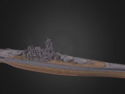 Detailed Naval Warship Model With Turrets Hull Deck And Architectural Design 3d model