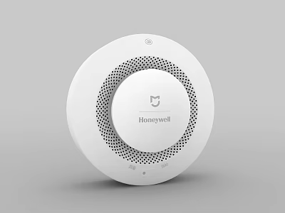 White Circular Honeywell Home Safety Device With Brand Logo And Grille Design 3d model