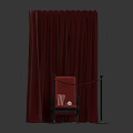 Red Public Chair With Popcorn Bucket White Roll And Red Curtain Stanchion Rope